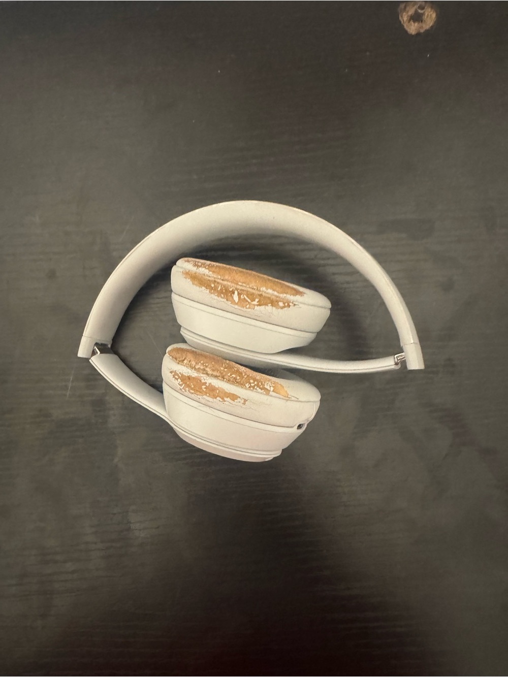 White Wireless Over-Ear Headphones with Brown Ear Cushions